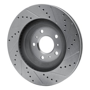 Buick Allure Brake Rotor (1) - Front Left - R1 Concepts - Drilled & Slotted - Silver - `06-`16